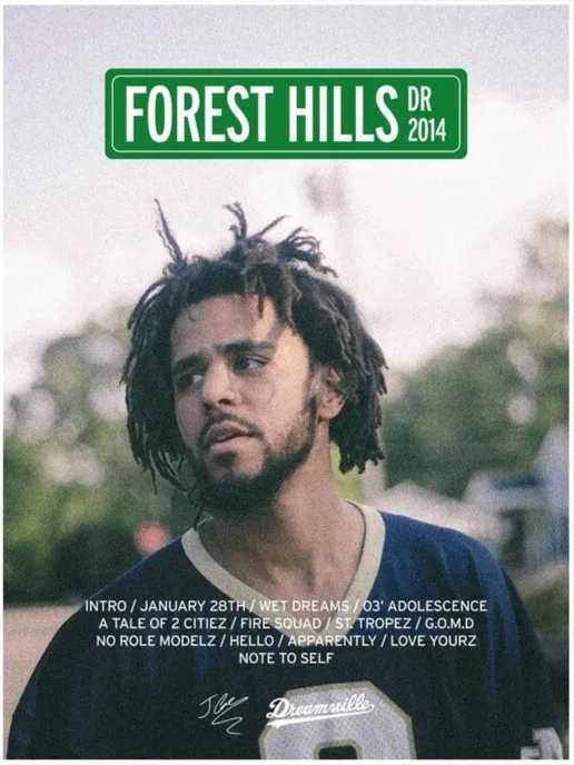 Biển báo đường "2014 Forest Hills Drive" của J. Cole