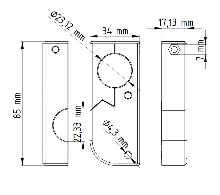 Giá đỡ tay lái treo cho bộ giữ giống RAM với file FreeCAD