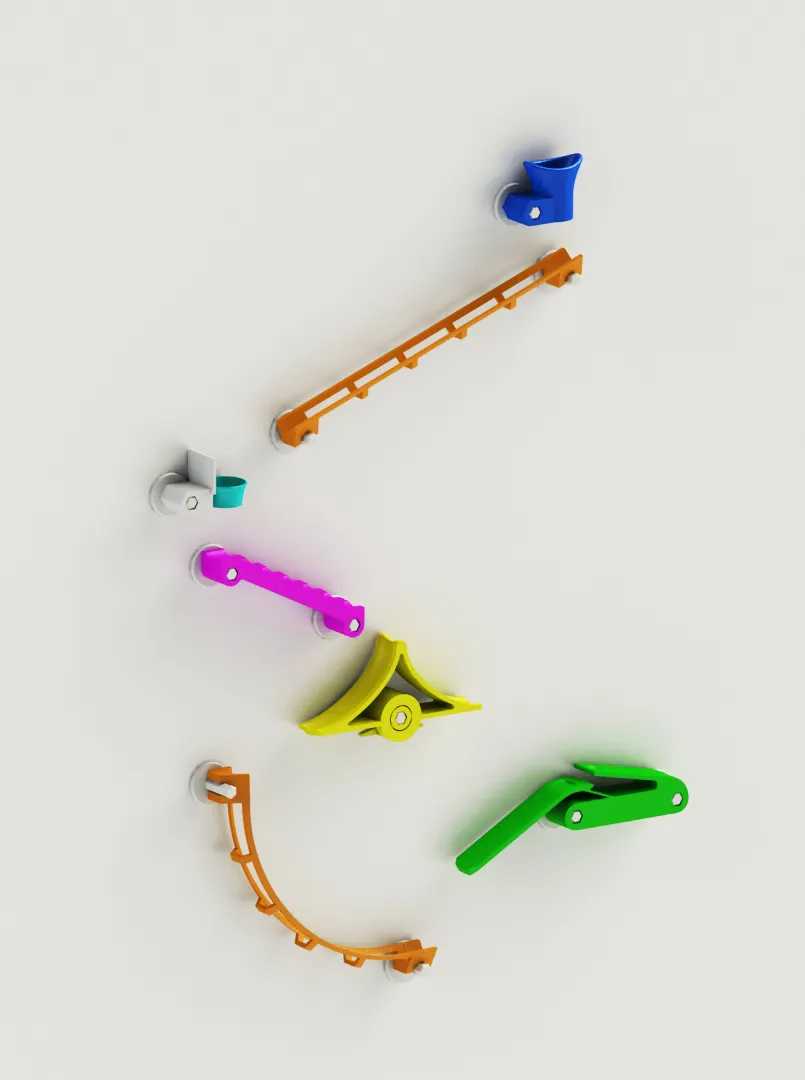 Đường đua bi đá trên cửa tủ lạnh cho trẻ em