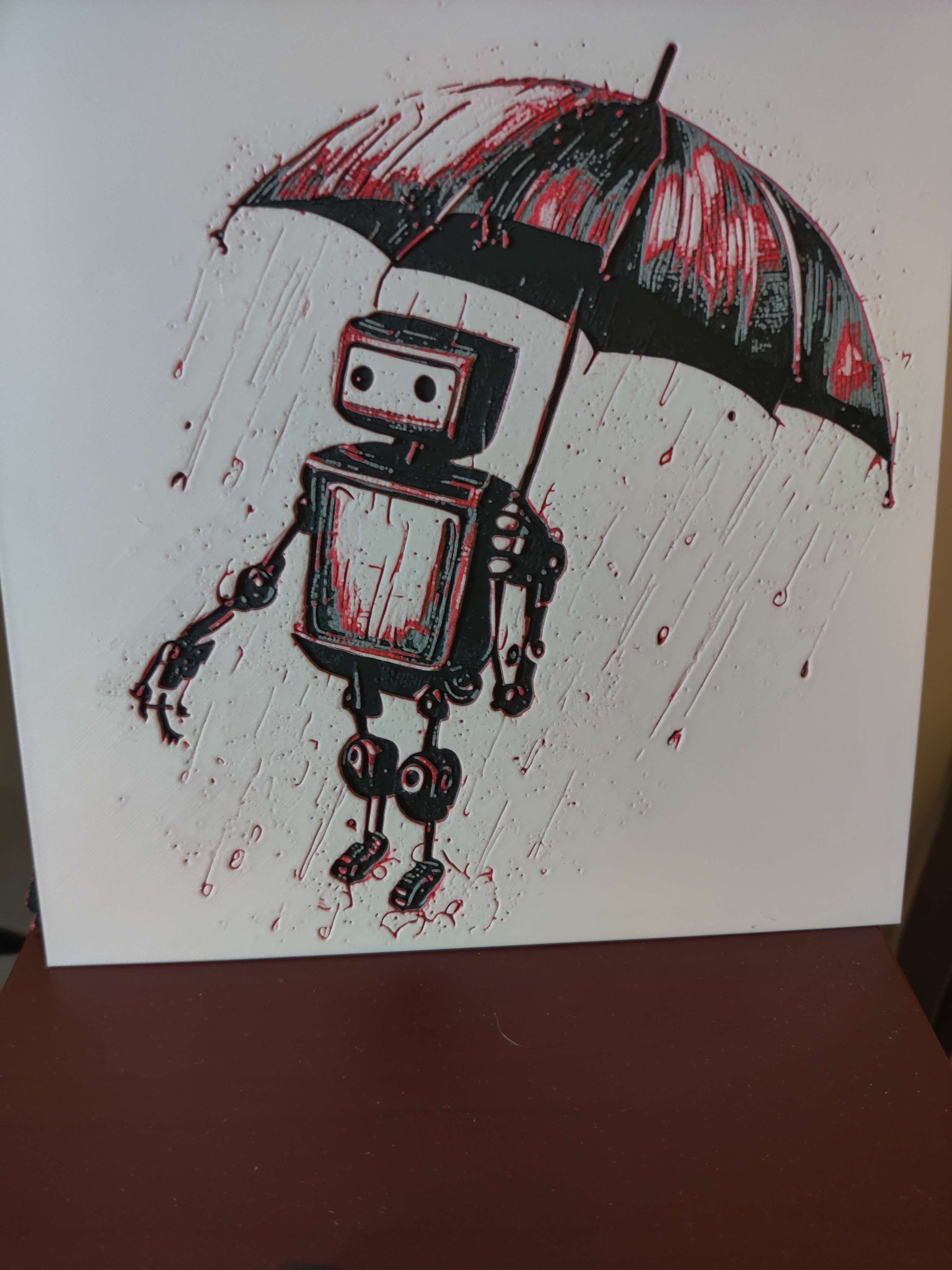 Robot tạo ra bởi AI dưới mưa - HueForge