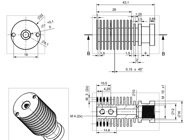 Mô hình heatsink Flsun Q5 cho Hotend thiết kế và chế tạo