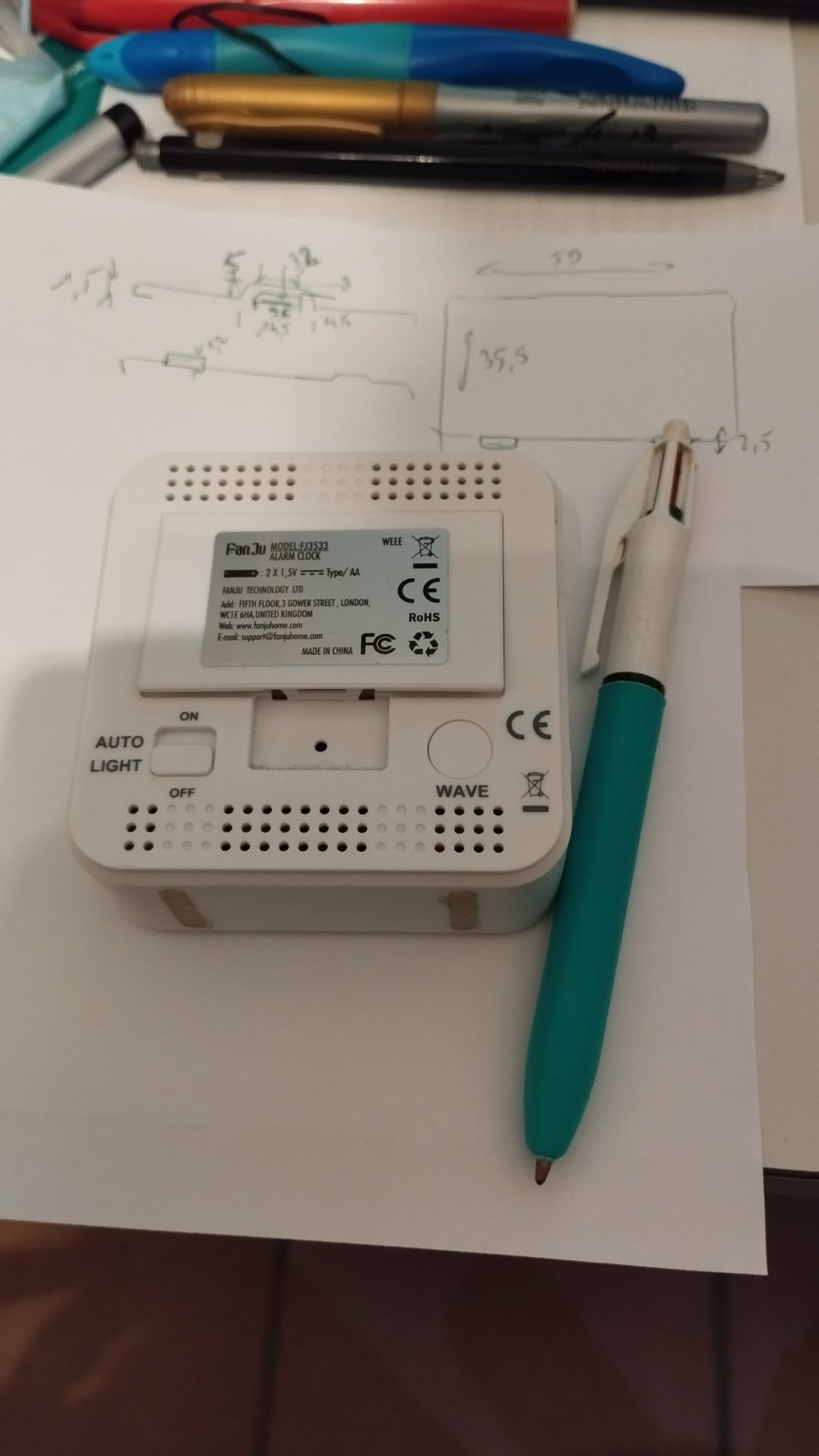 Nắp đậy pin cho đồng hồ báo thức FanJu FJ3533