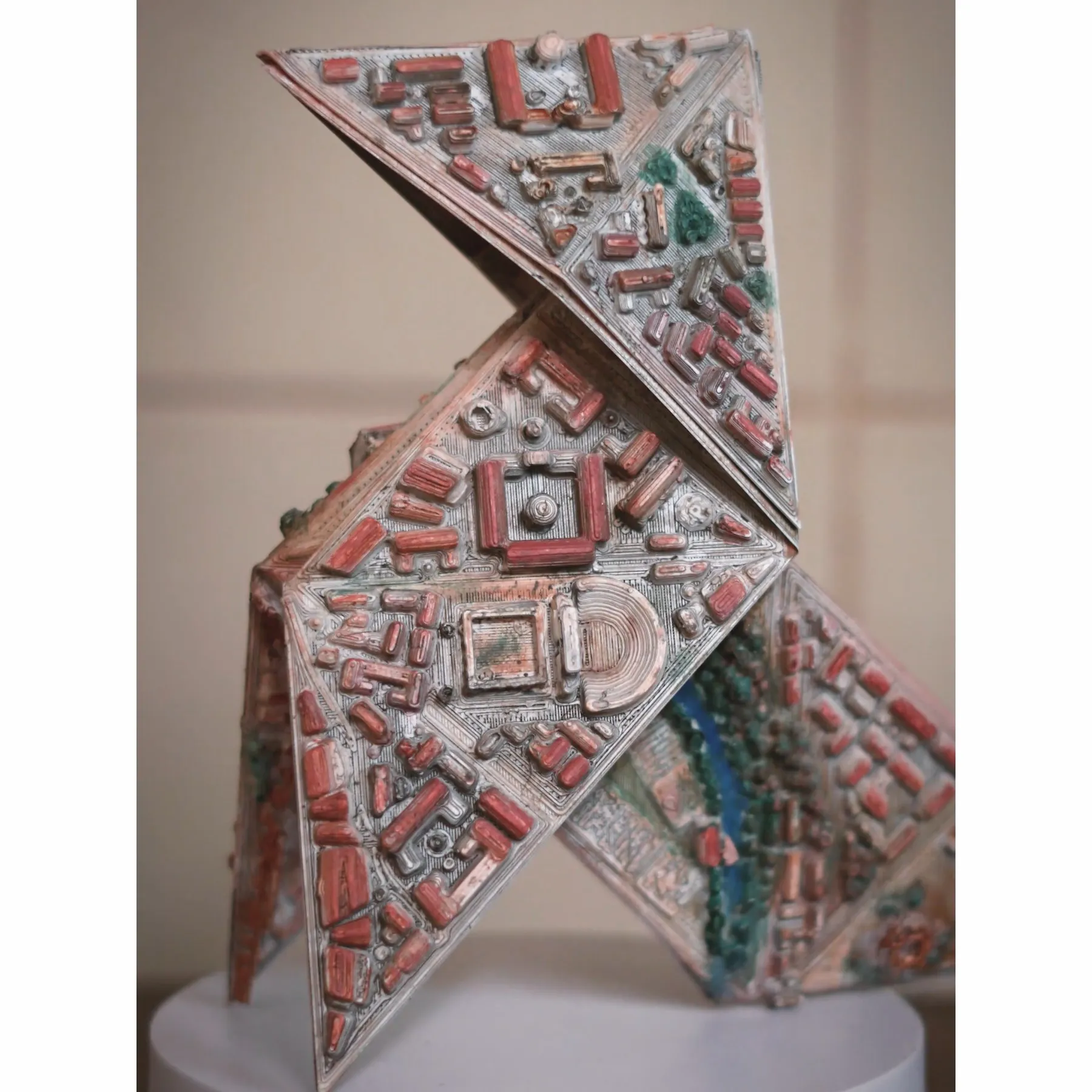 Origami chim giấy thành phố cổ in 3D