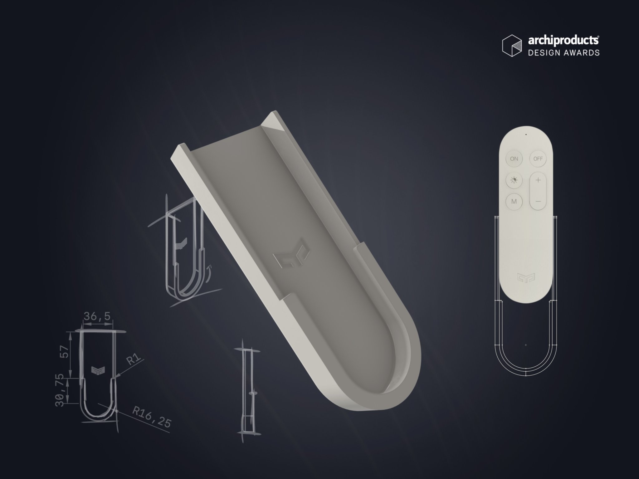 Giá đỡ điều khiển Yeelight gắn tường với nhãn commander