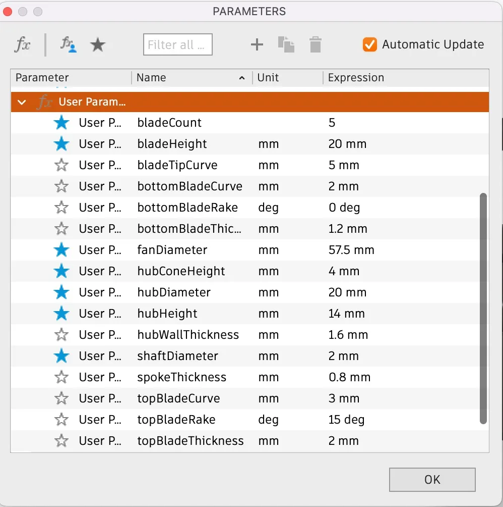 Lưỡi quạt thay thế có thể tùy chỉnh cho máy in 3D