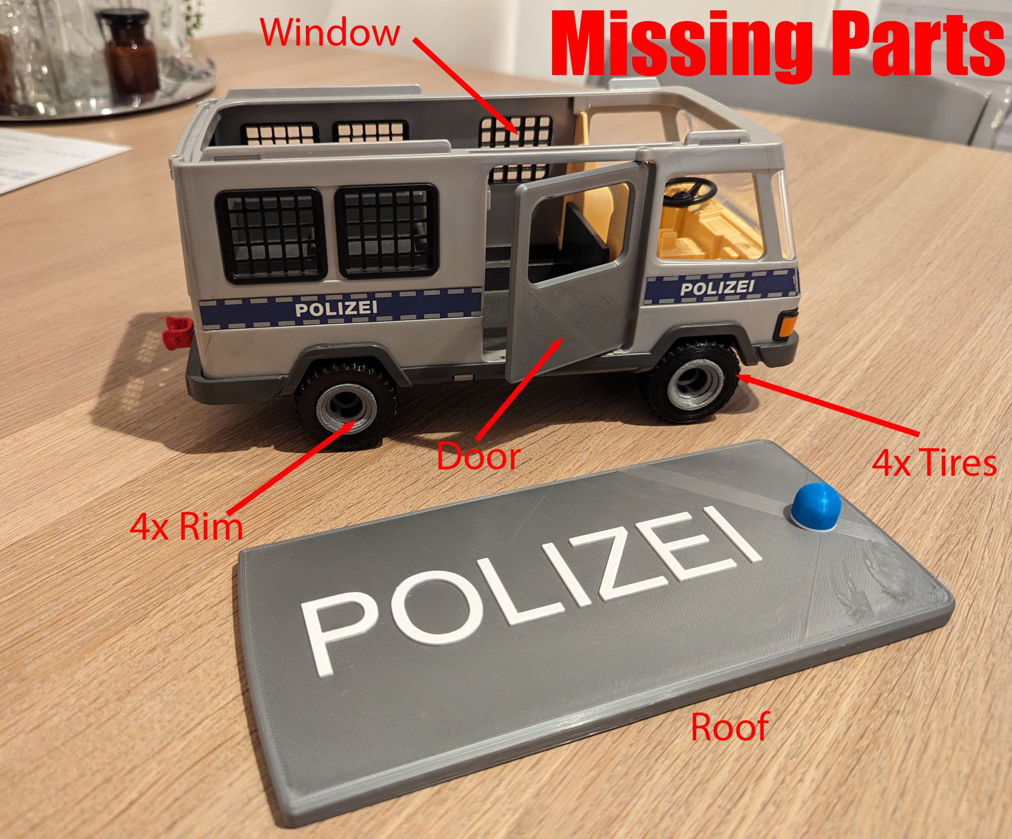 Phụ tùng cho xe cảnh sát Playmobil 4023