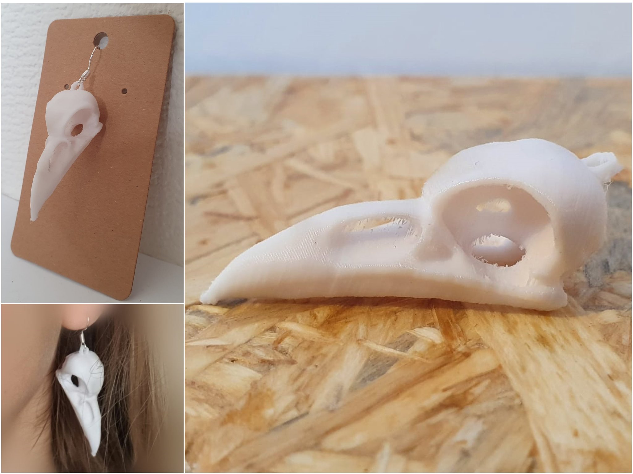 Bông tai và mặt dây chuyền đầu quạ cho Halloween