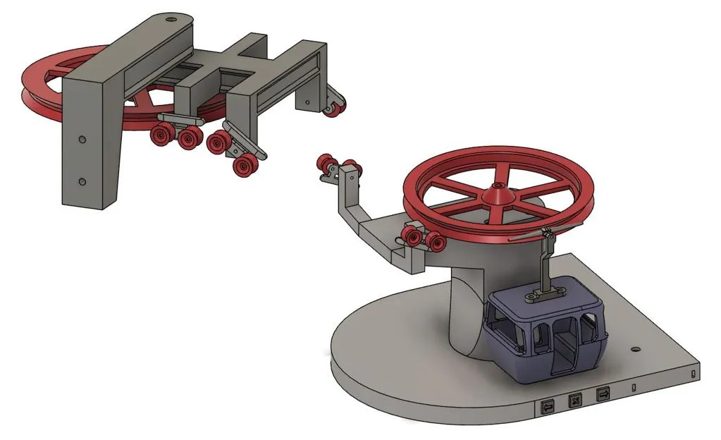 Cáp treo "Hawks Lane" với trạm dưới và trên
