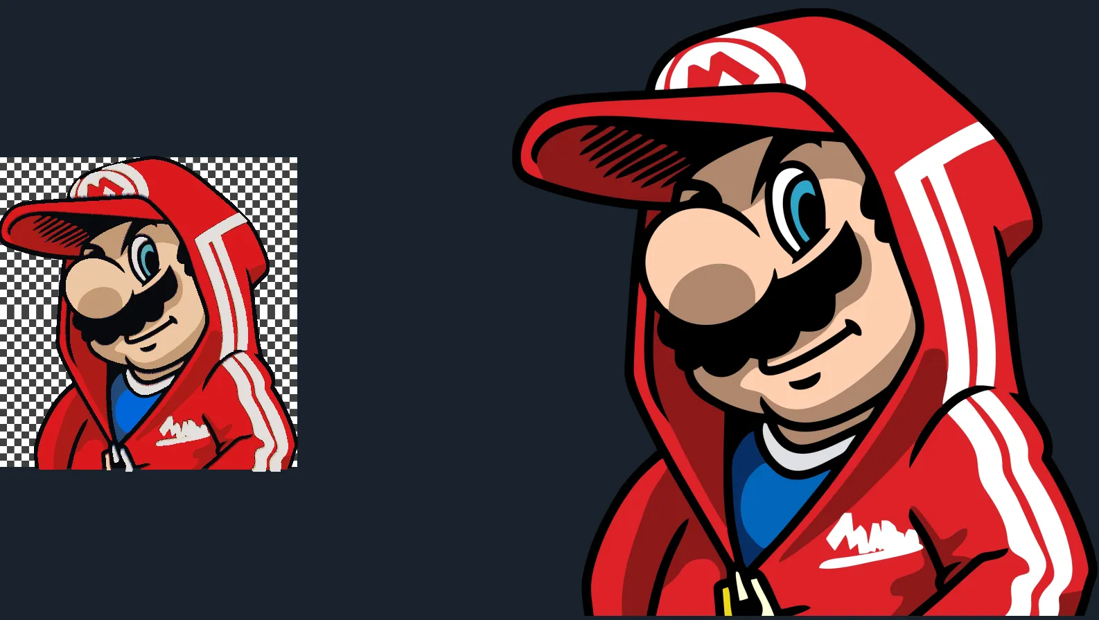 Mario trong áo hoodie nhiều màu sắc của HueForge