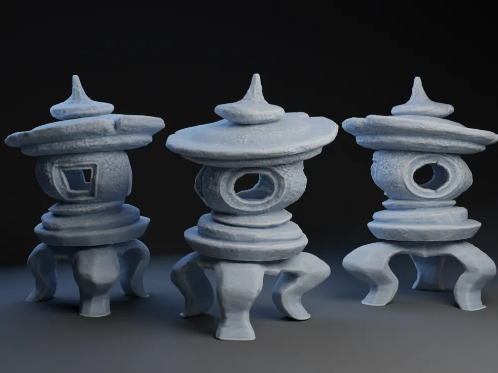 Đèn Shinto hình đá xếp chồng tự nhiên