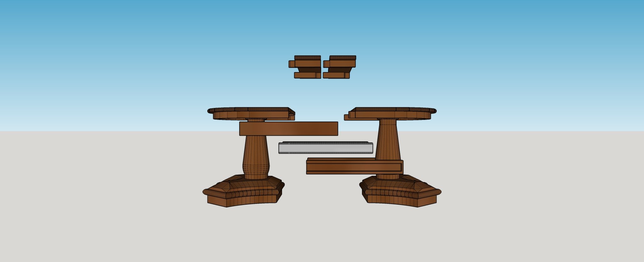 Bộ bàn ghế ăn cho nhà búp bê với cơ chế mở rộng