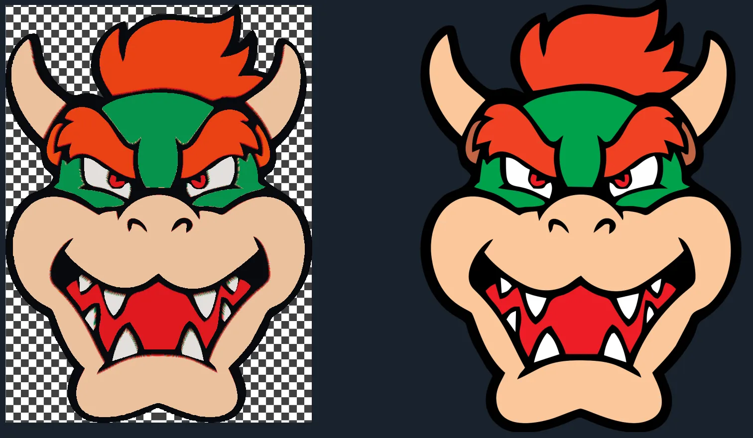 Chân dung Bowser trong phong cách nghệ thuật HueForge