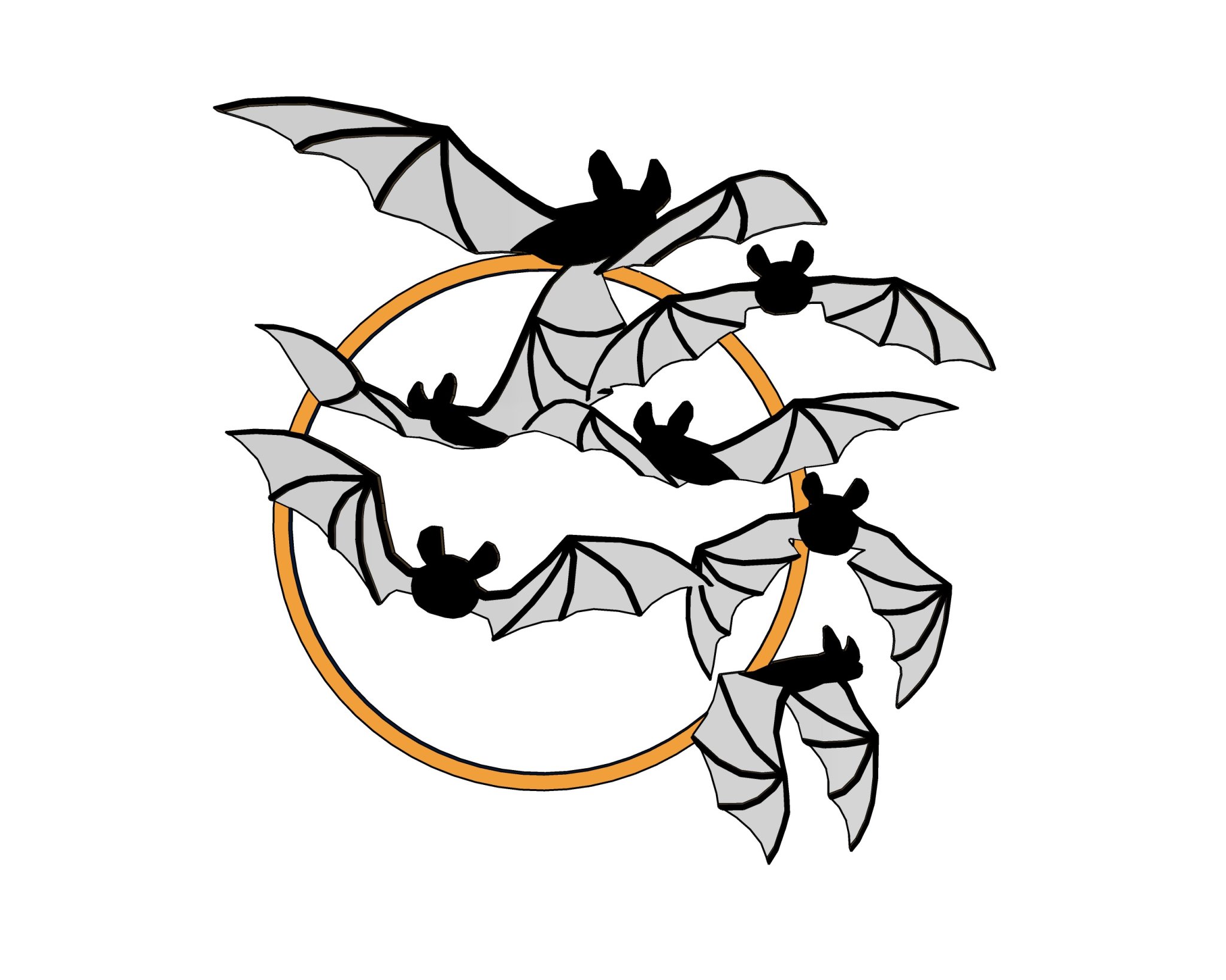 Trang trí tường hình dơi quanh mặt trăng