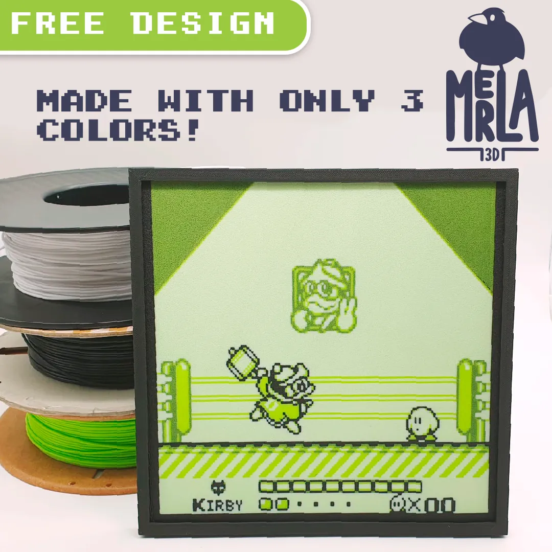 Mô hình in 3D Kirby Dream Land đa sắc màu với 3 màu sắc