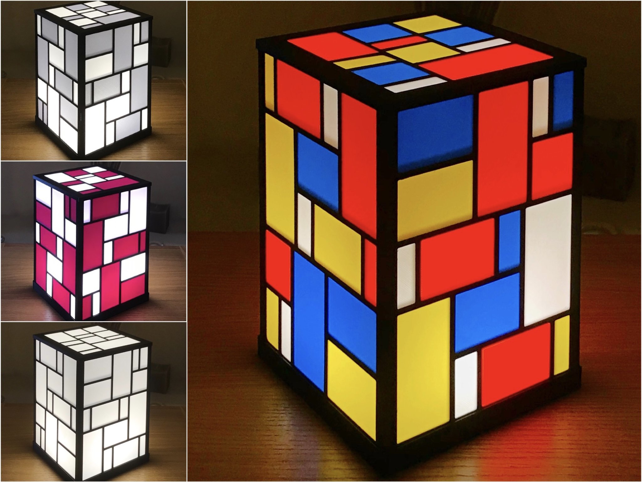 Đèn bàn Mondrian nhiều màu sắc inspir từ họa sĩ Piet Mondrian