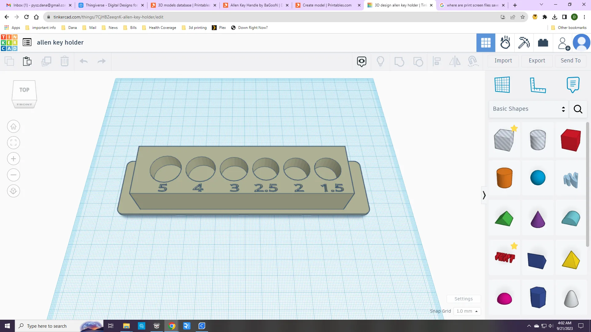 Giá đỡ chìa khóa Allen Gridfinity