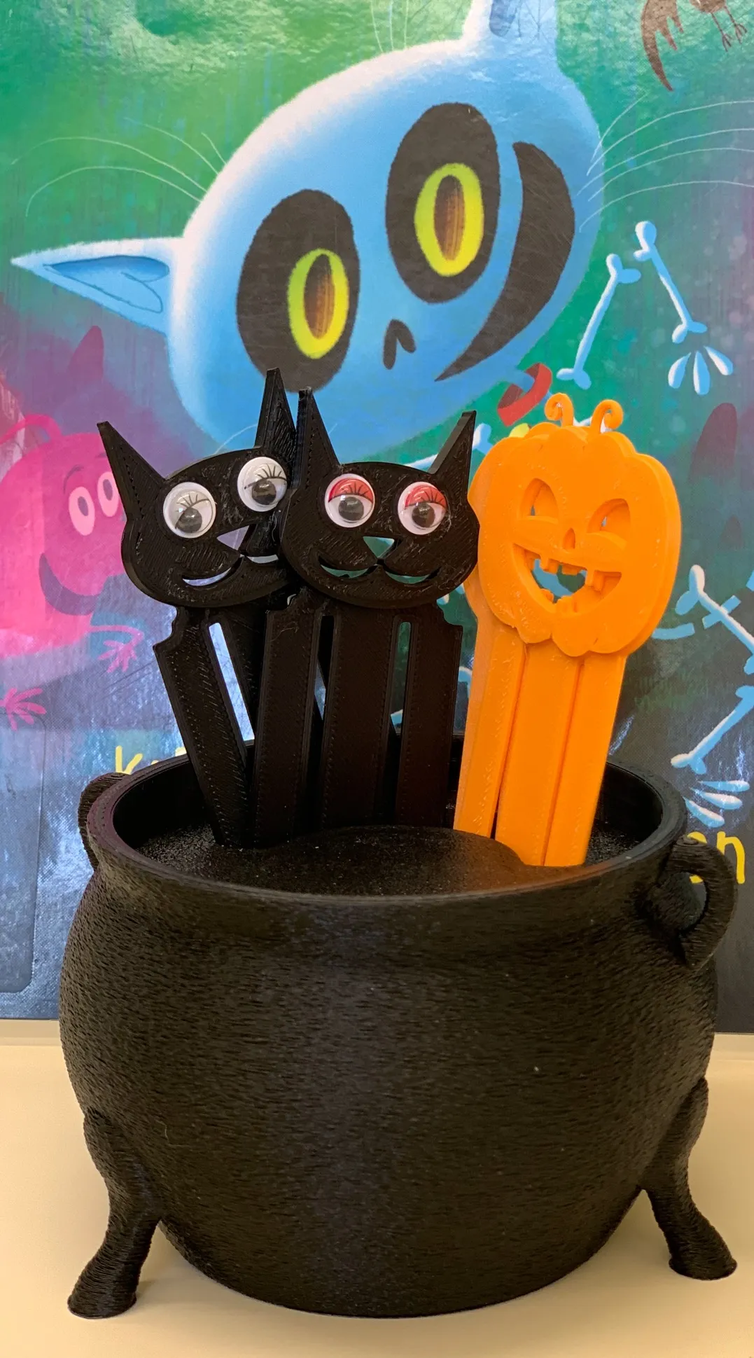 Đánh dấu sách Halloween hình bí ngô và mèo