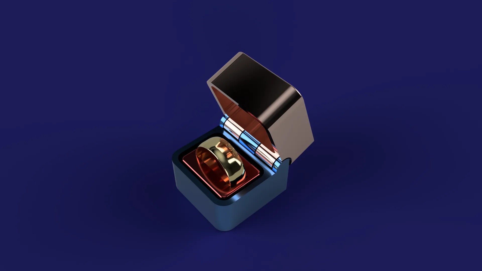 Hộp đựng nhẫn 30x30mm với logo trái tim và bản lề ẩn