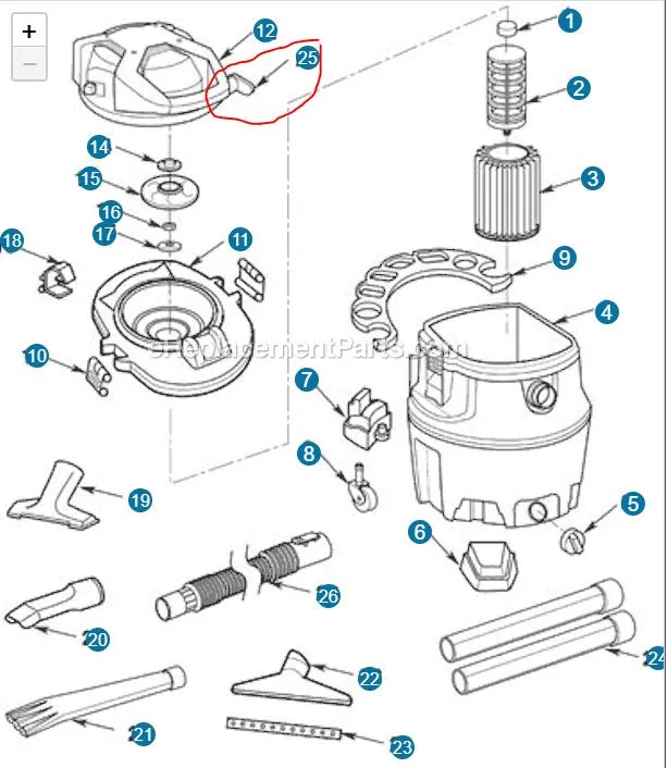 Giá đỡ dây điện cho máy hút bụi Ridgid 833177