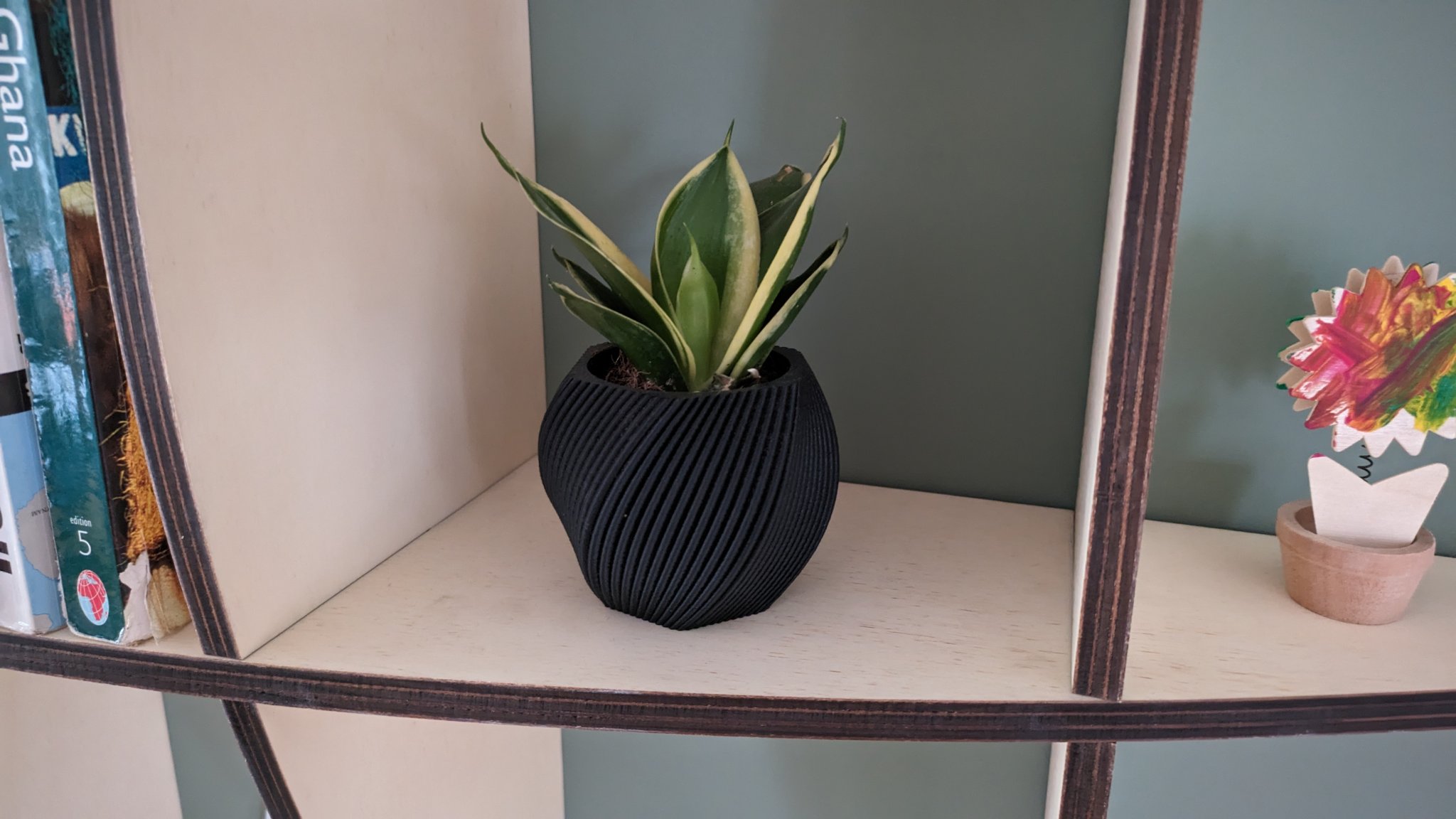 Chậu cây hình lục giác xoắn hiện đại có họa tiết bong bóng