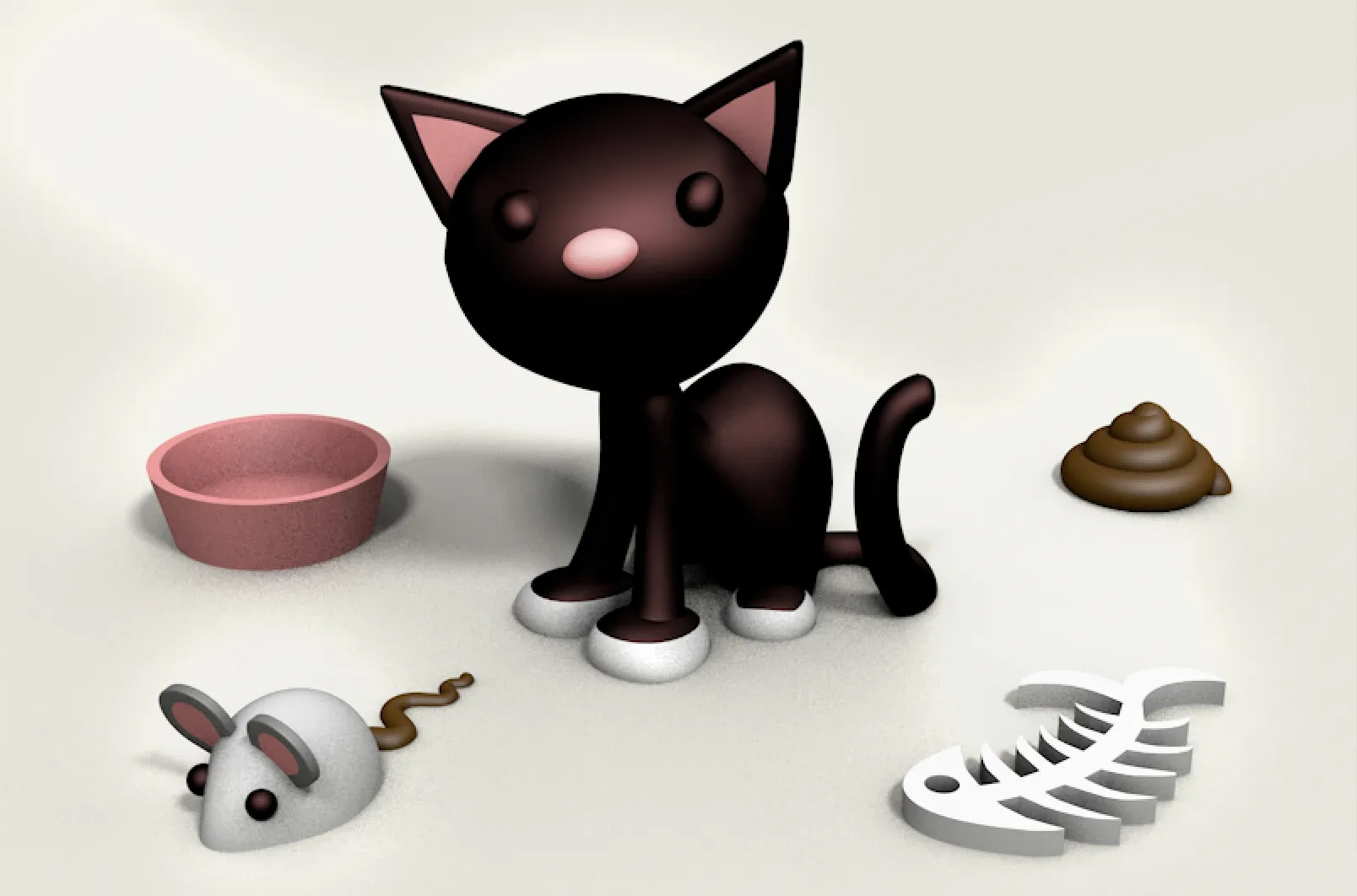 Mèo dễ thương và phụ kiện cho ngôi nhà búp bê