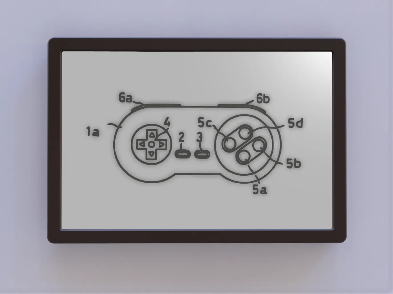 Bản vẽ sáng chế tay cầm SNES nghệ thuật 2D