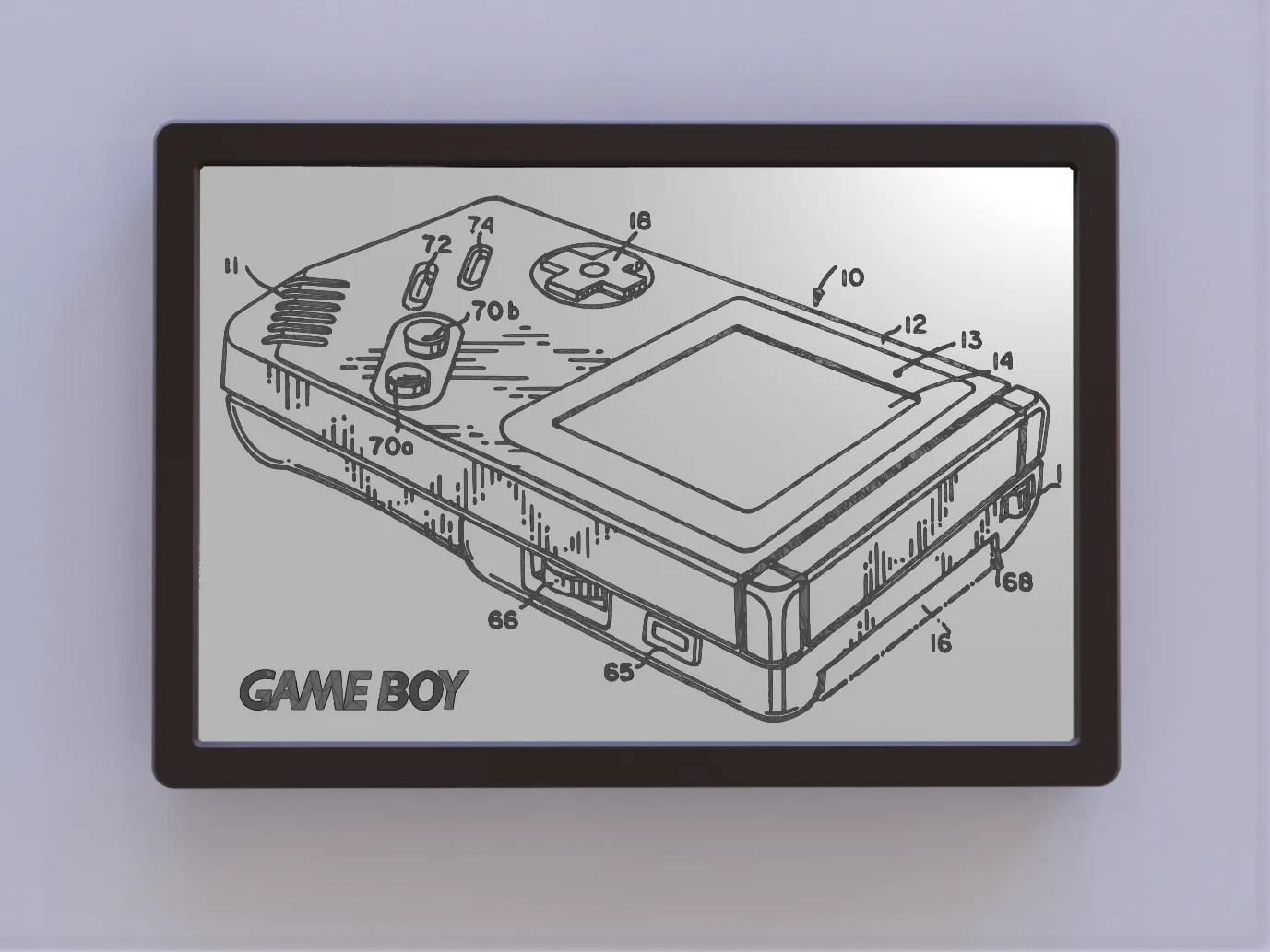 Nghệ thuật bản quyền Game Boy DMG-01 với logo