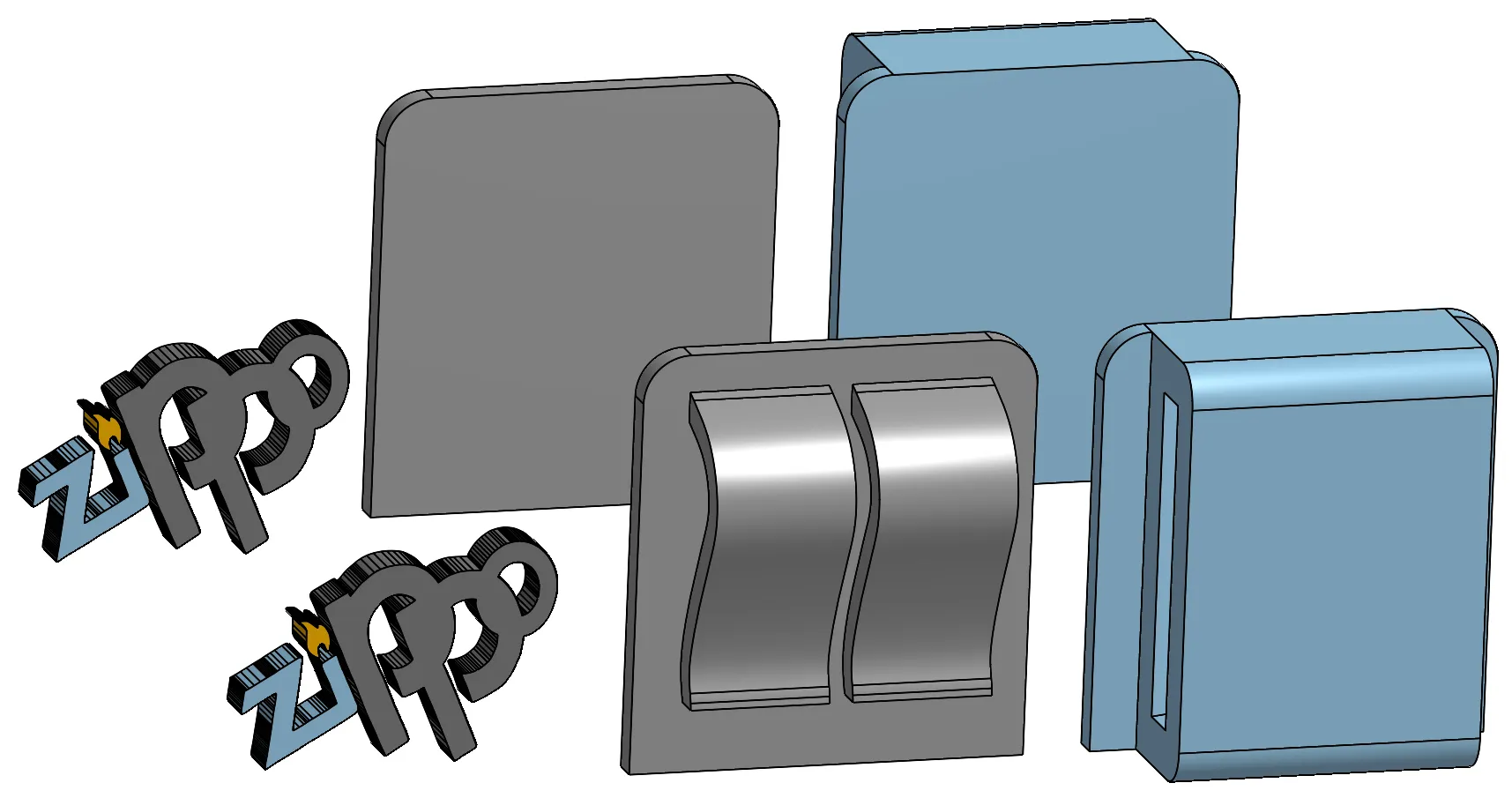 Chữ cái Zippo, Clipper và vòng đai 3D