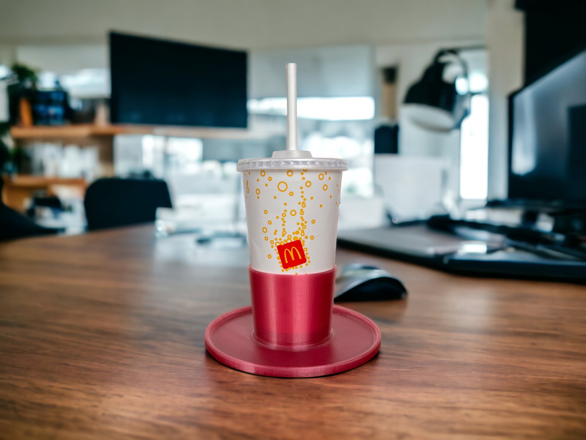 Giá đỡ ly nước McDonald's chống đổ khi đặt trên bề mặt mềm