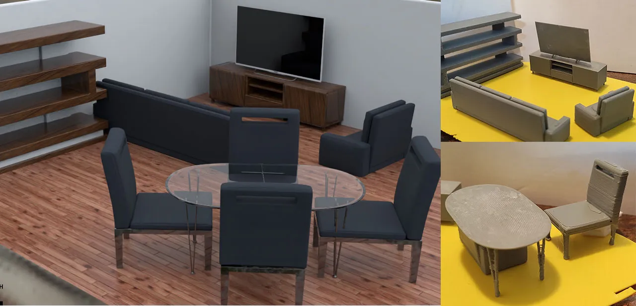 Nội thất phòng khách hiện đại cho nhà búp bê