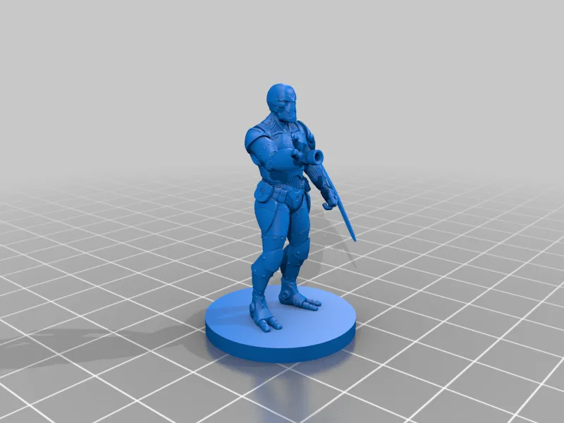 Nhân vật Warforged Artificer với súng tay và lưỡi kiếm