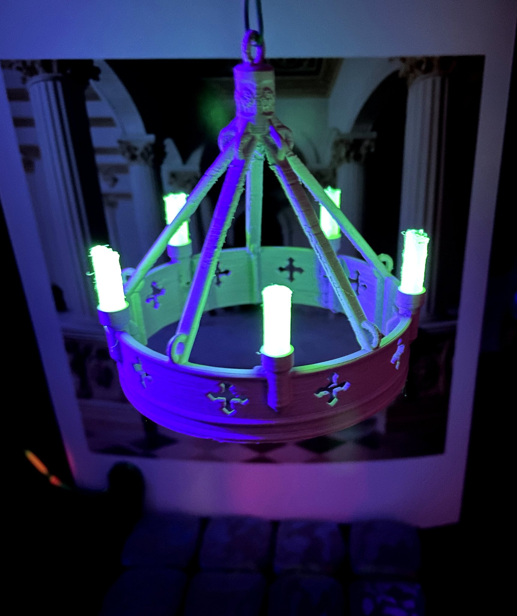 Đèn chùm kiểu cổ cho ngôi nhà búp bê tỉ lệ 1/12