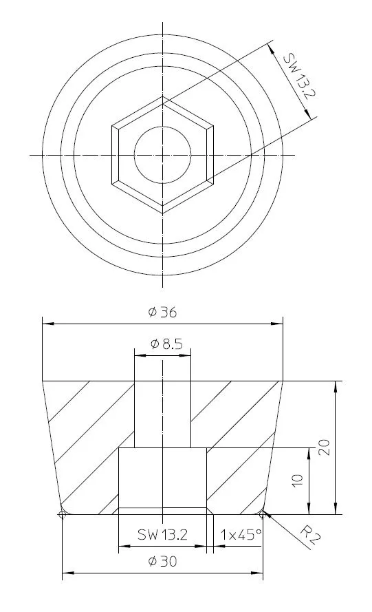 Chân máy in TPU cho đai ốc M8