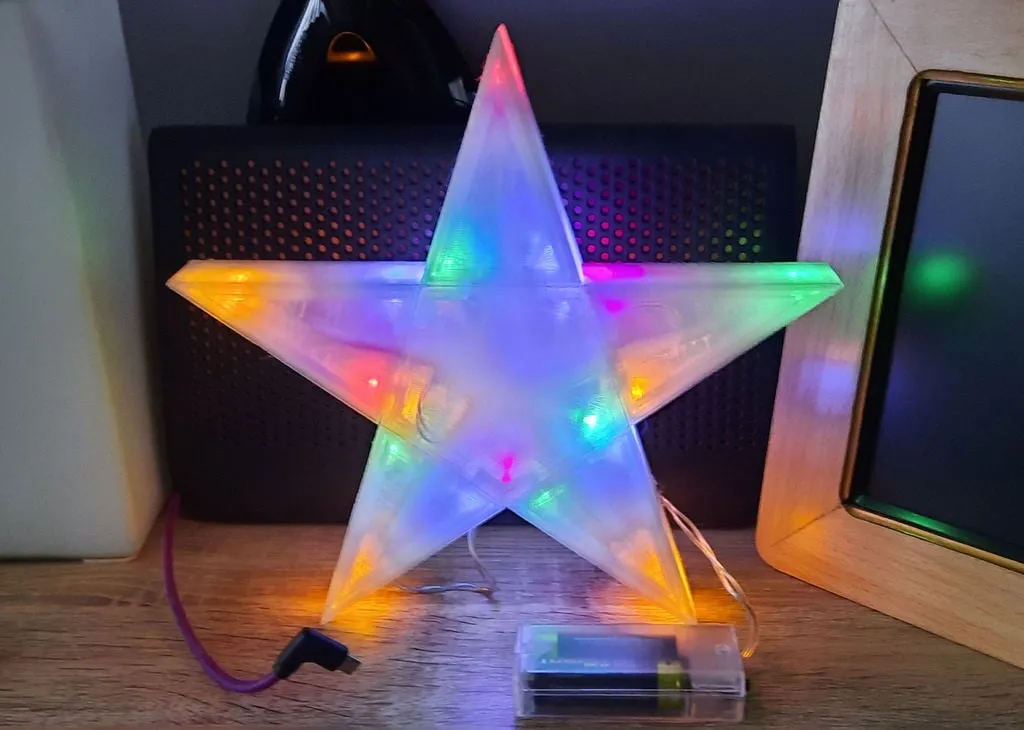 Ngôi sao Giáng sinh 5 điểm phân đoạn với đế LED