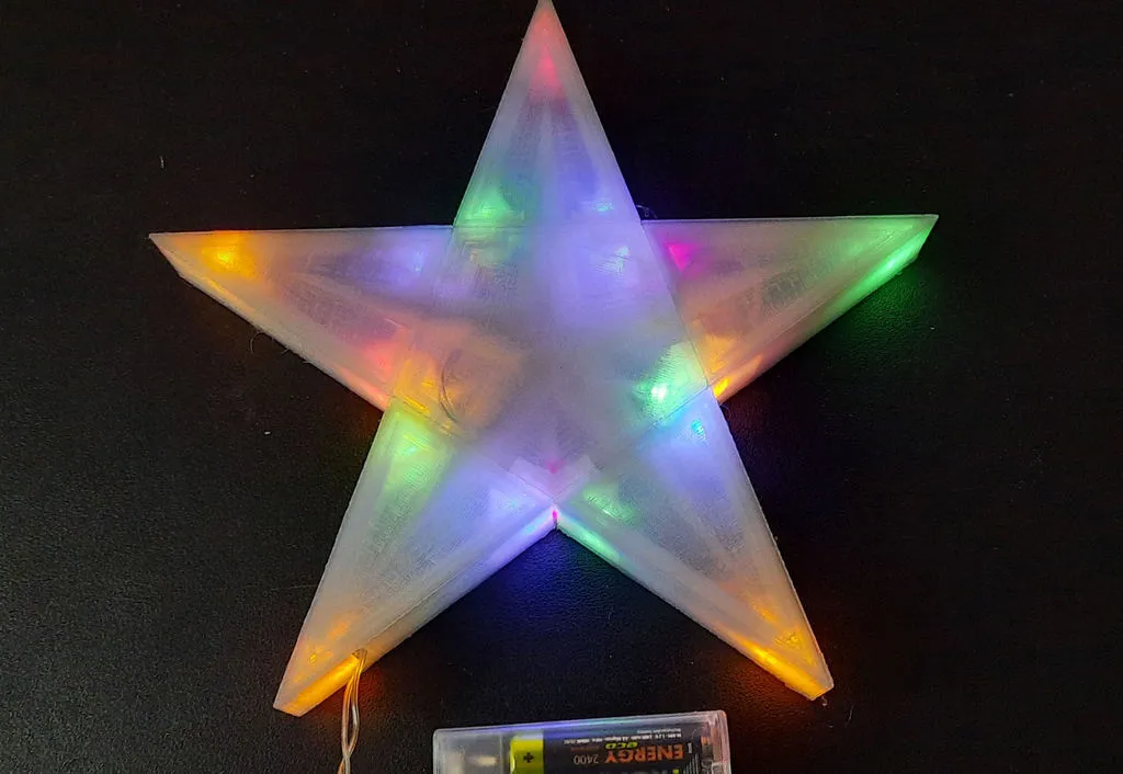 Ngôi sao Giáng sinh 5 điểm phân đoạn với đế LED