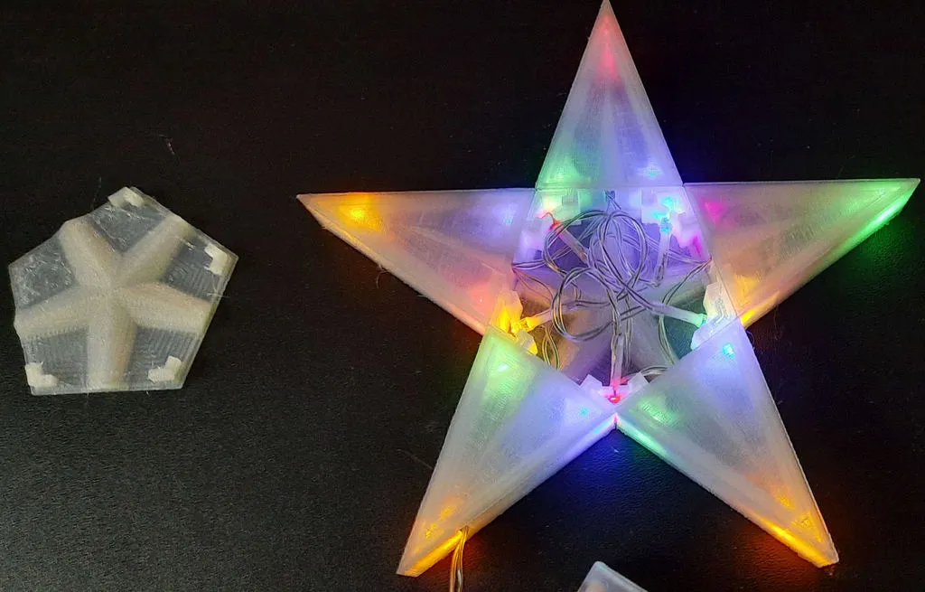 Ngôi sao Giáng sinh 5 điểm phân đoạn với đế LED