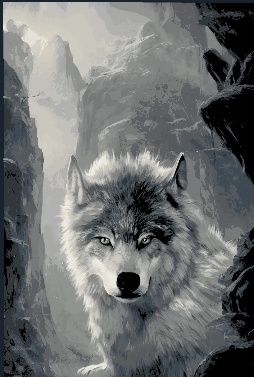 Chó sói trong núi - Mô hình nghệ thuật sắc màu