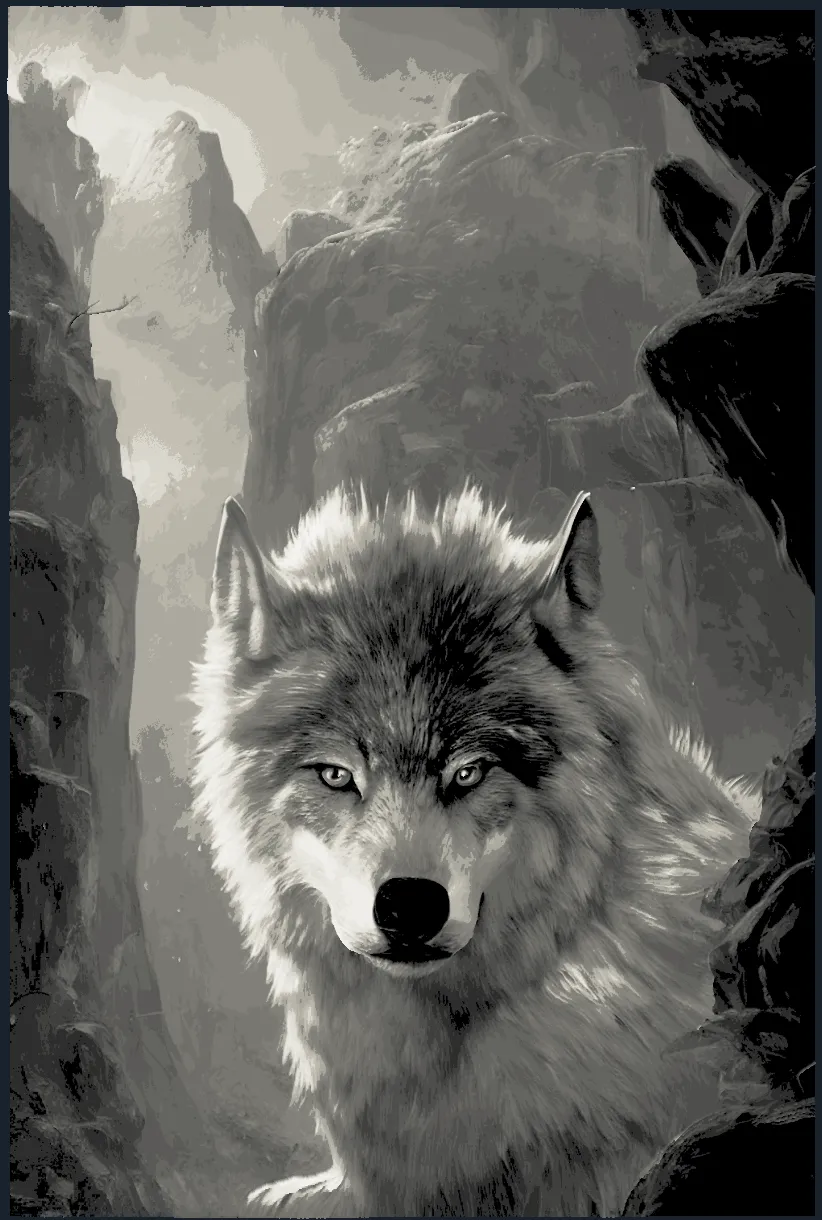 Chó sói trong núi - Mô hình nghệ thuật sắc màu