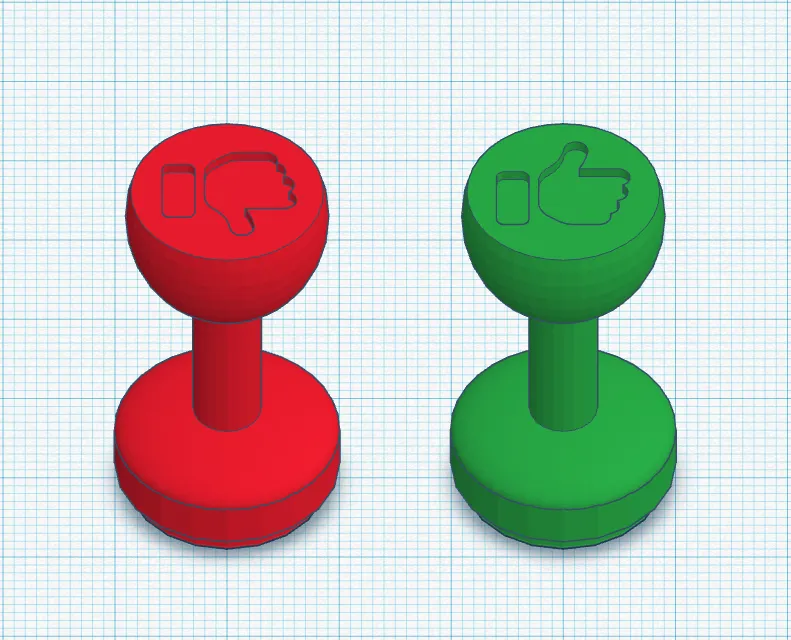 Con dấu đơn giản với biểu tượng tay và ngón tay cái lên/xuống