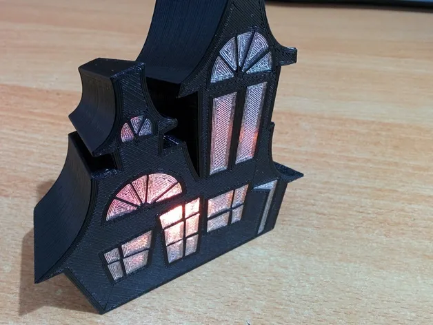 Nhà ma với cửa sổ kính màu in 3D