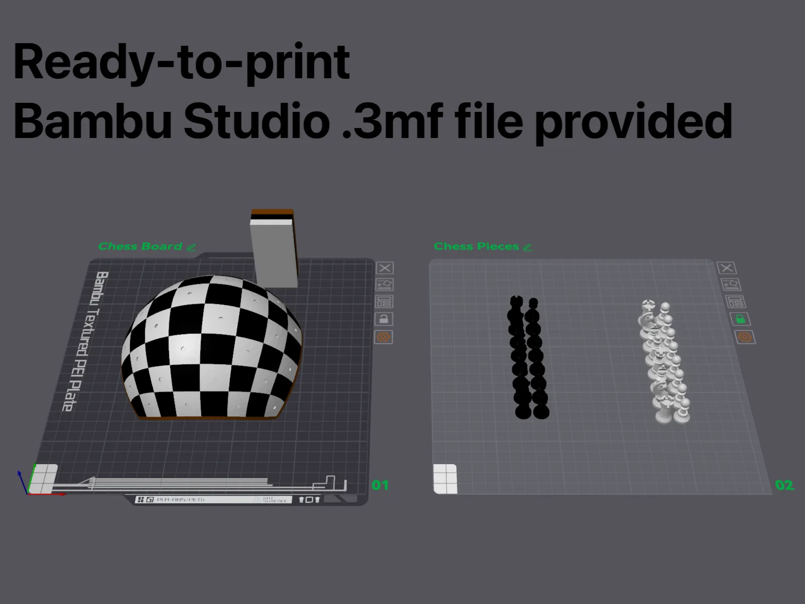 Bàn cờ vua cầu vồng hình cầu in 3D