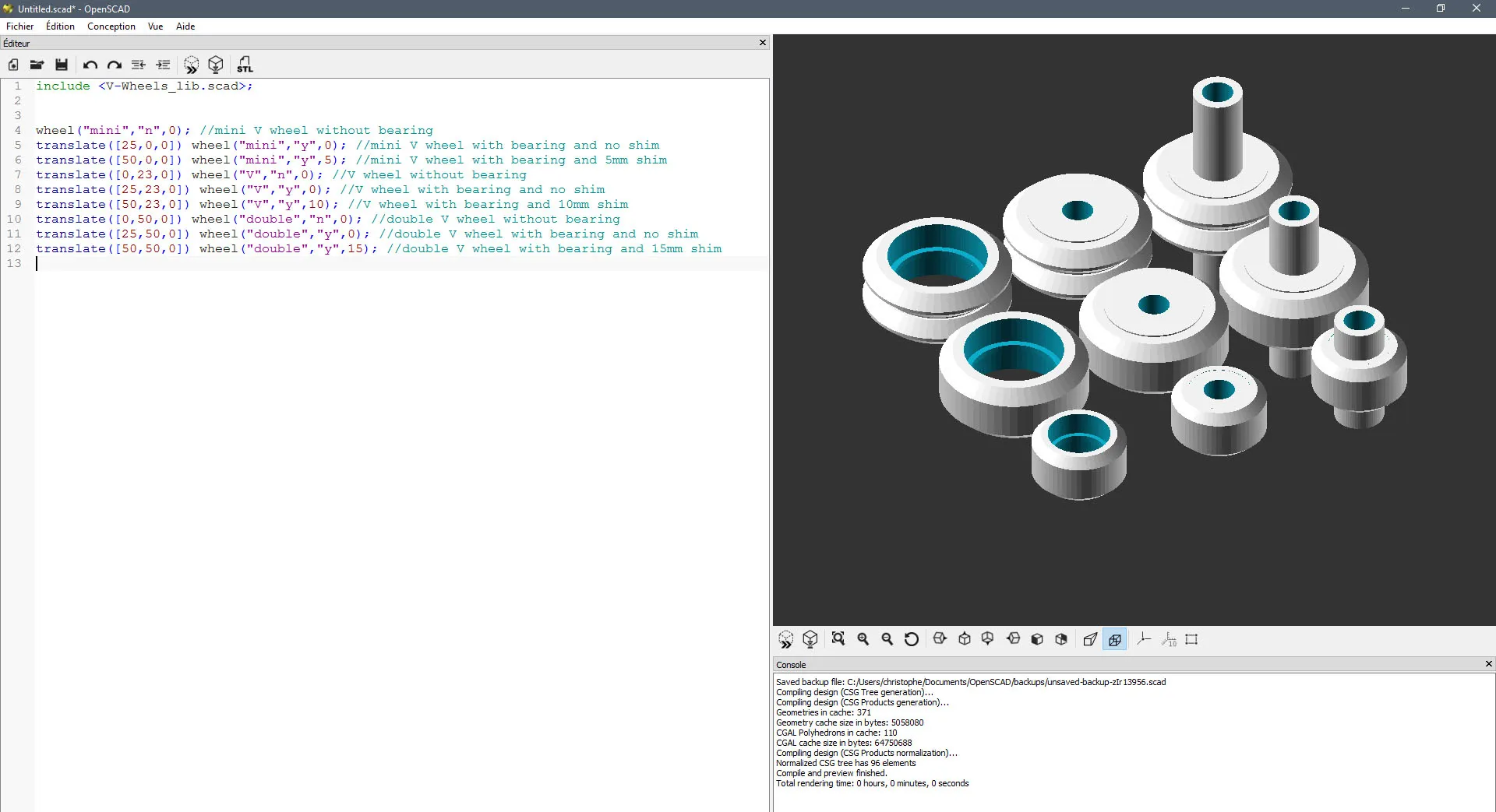 Thư viện bánh xe V cho máy in 3D với ổ bi và miếng đệm