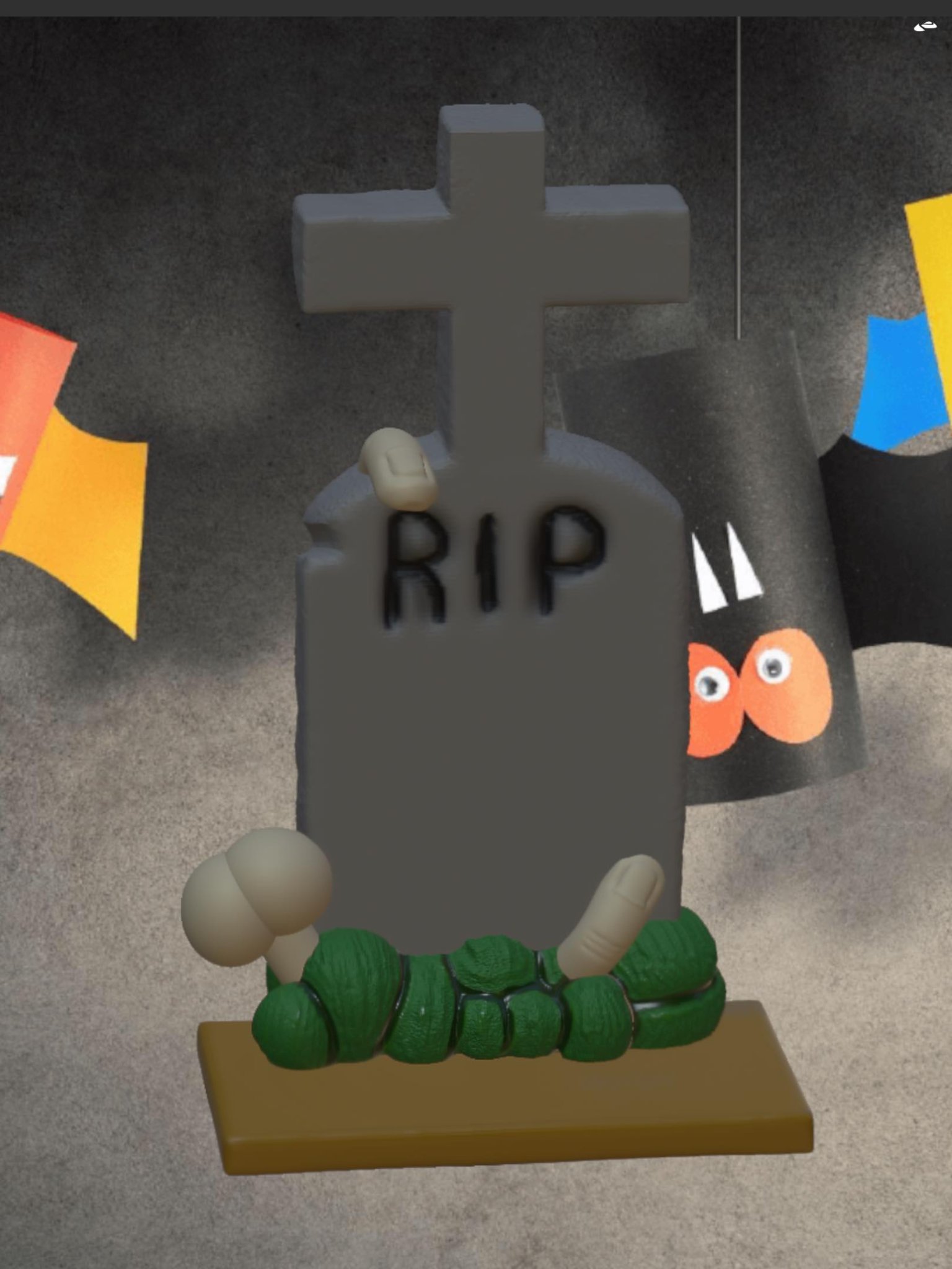 Bia mộ Halloween với xương và ngón tay