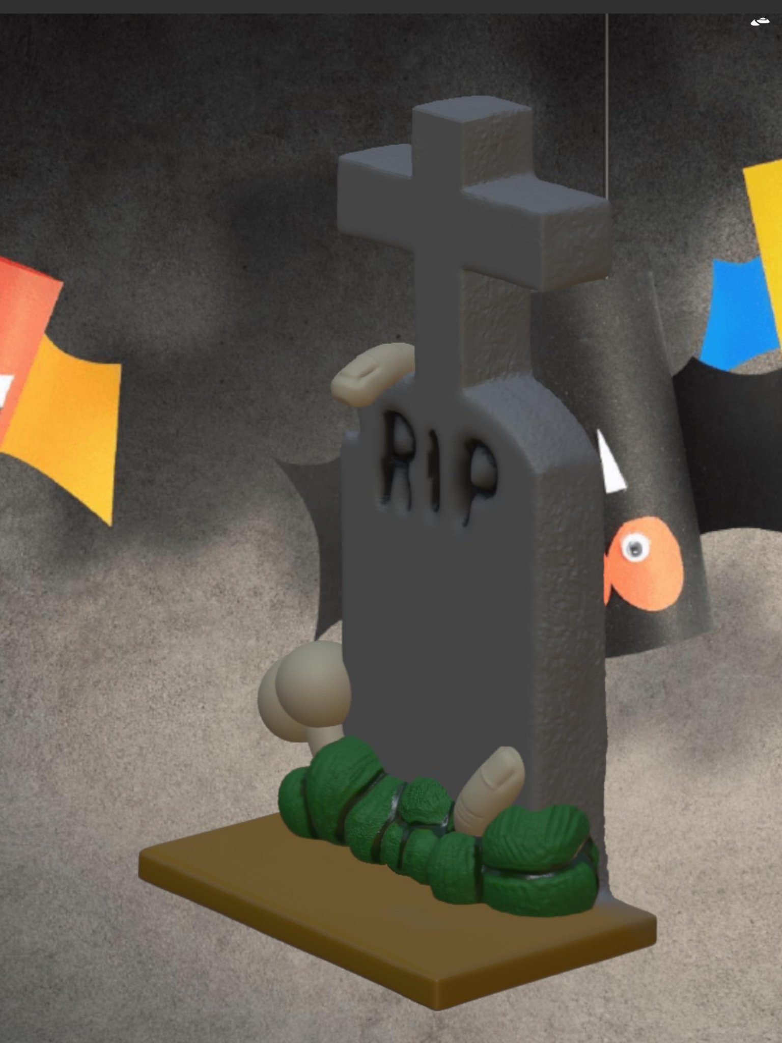 Bia mộ Halloween với xương và ngón tay