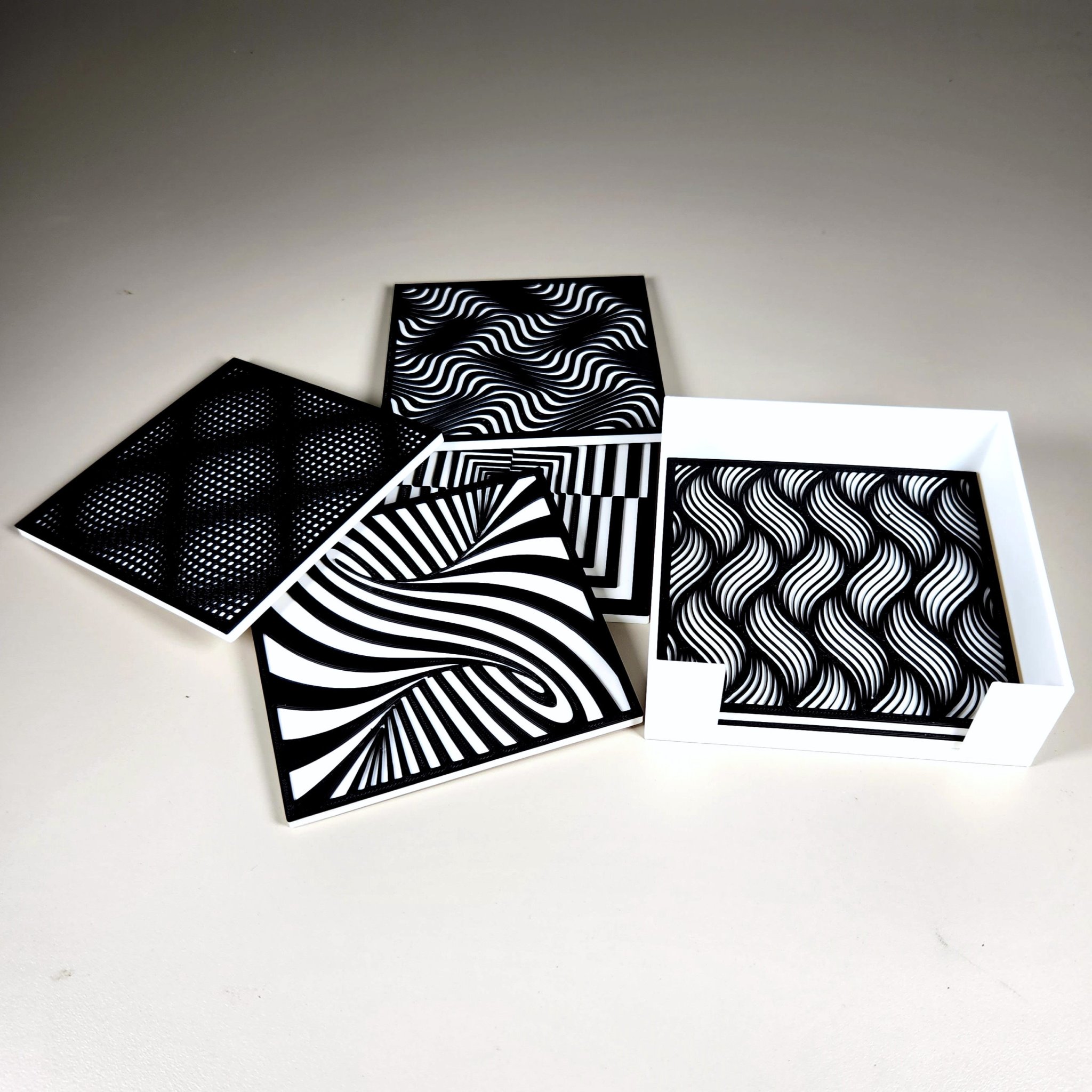 Bộ 6 đế lót ly 3D ảo ảnh quang học với hộp đựng