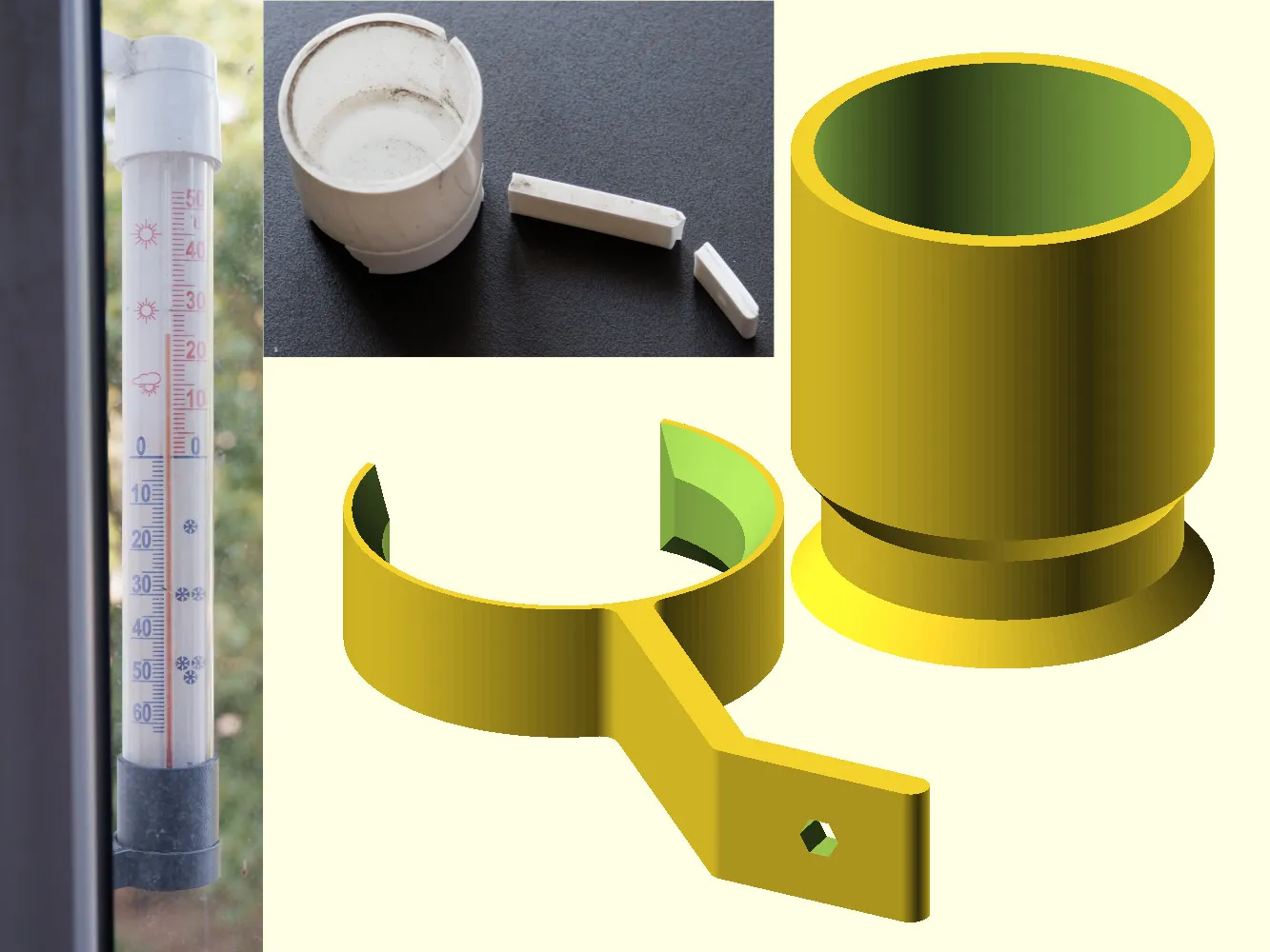 Cánh tay thay thế cho giá đỡ nhiệt kế ngoài trời bằng ống k...