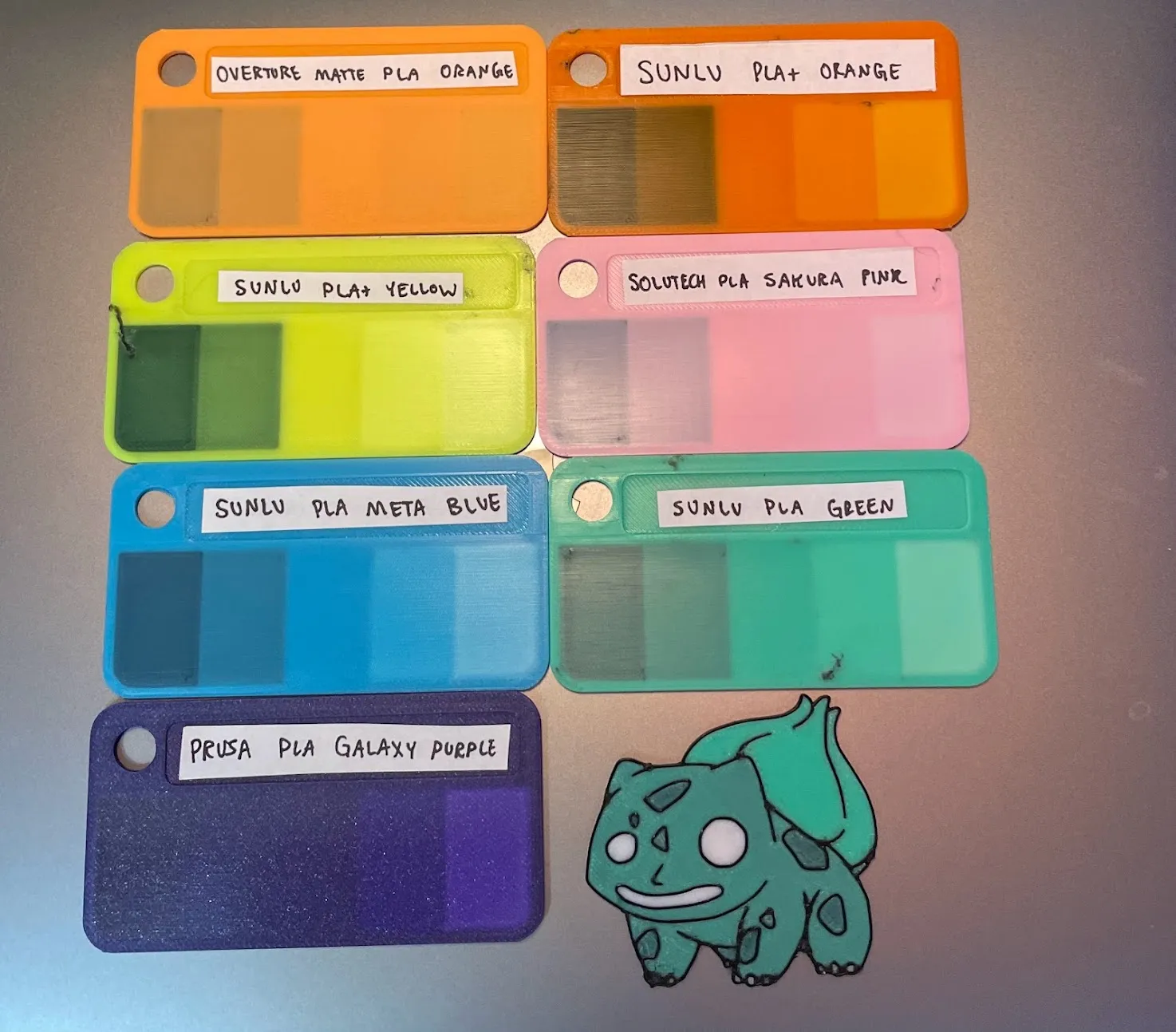 Mẫu màu sắc với độ sáng tối cho in 3D