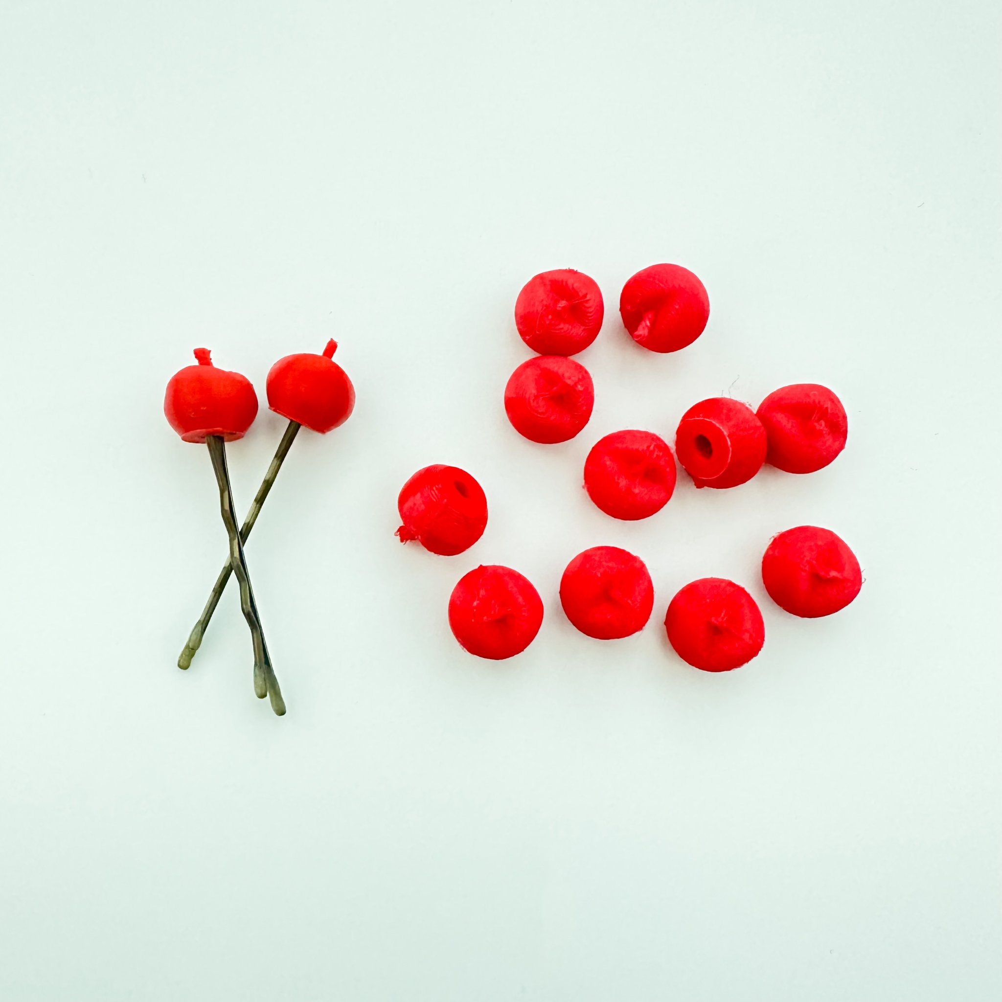 Mô hình phụ kiện tóc hình ốc quế kem mini và quả cherry