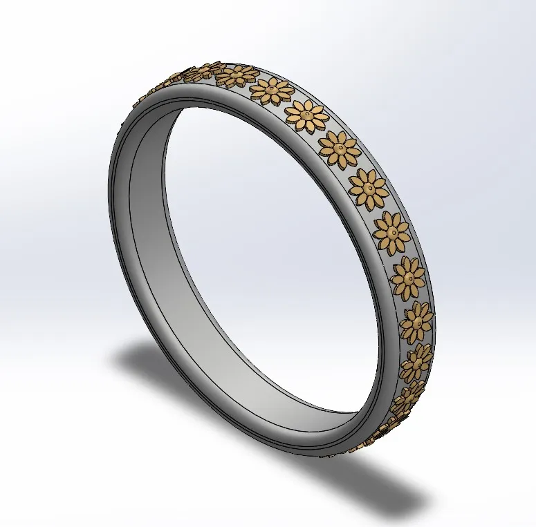 Nhẫn hoa với đường kính 21 mm và chiều rộng 24 mm