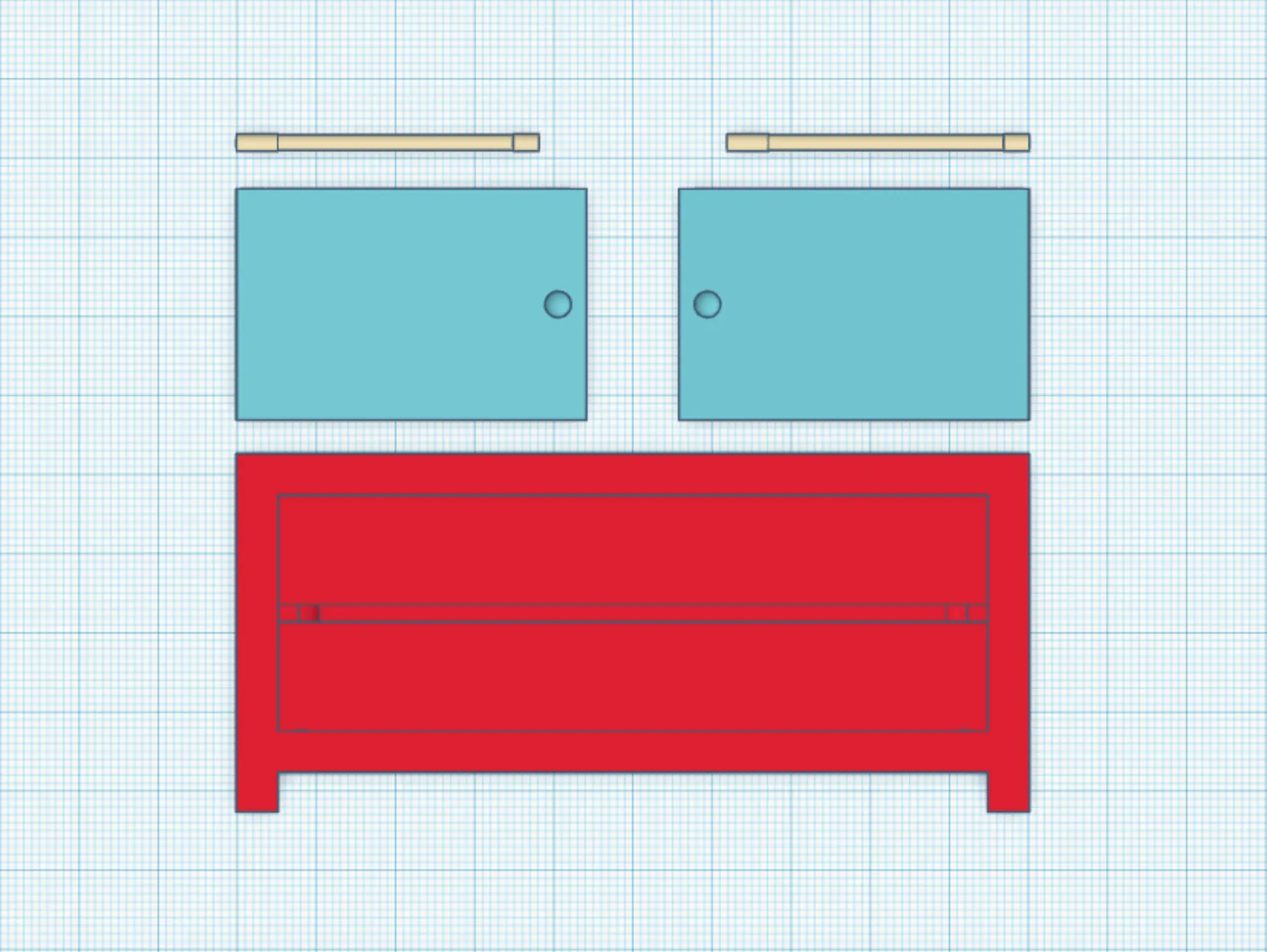 Giá để TV / tủ cho búp bê với cửa mở được